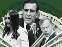 A photo illustration showing Sara Jacobs, Darrell Issa, Kevin Hern and Greg Gianforte.