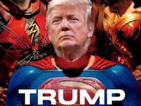 Donald Trump posted a poorly photoshopped image of his head superimposed on Superman’s body, along with the heads of several allies pasted over the rest of the Justice League.