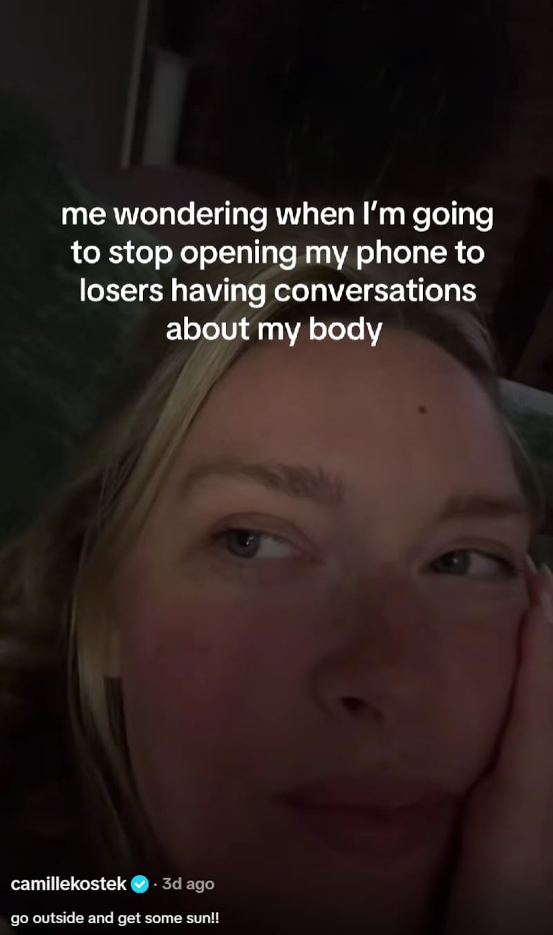 Camille Kostek posted a fiery TikTok responding to renewed scrutiny over her body.