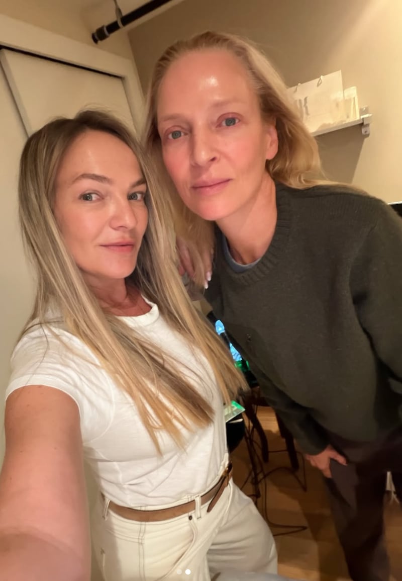 Uma Thurman and Facialist Keren Bartov share a Selfie on Instagram.