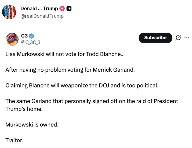 Donald Trump on Truth Social