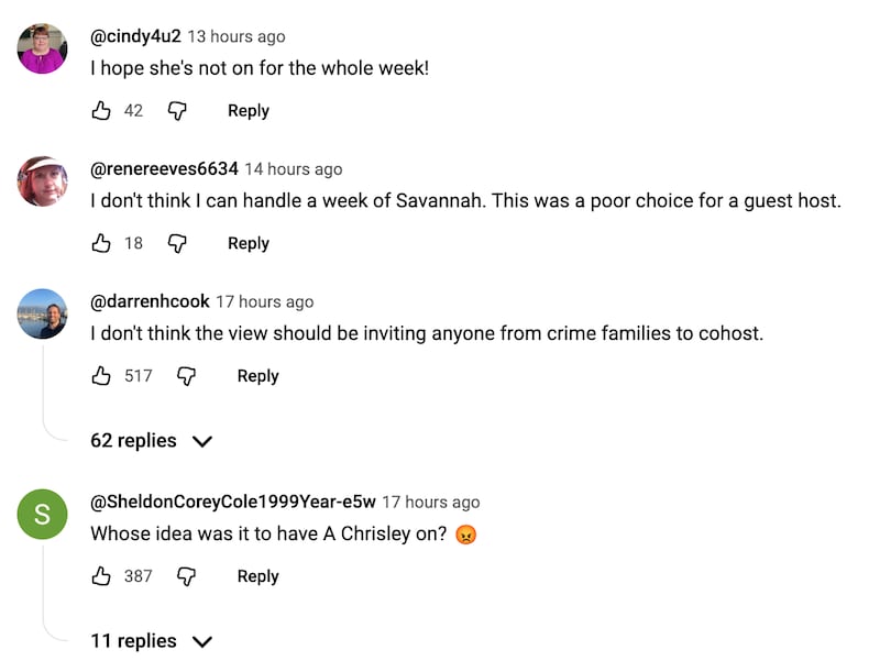 'The View' YouTube comments.