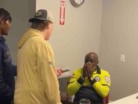 Students at Providence College in Rhode Island, presented a campus security guard in their dorm with an envelope of $3000 they'd raised so he could travel to Nigeria and see his family, on Wednesday, March 6, 2024.
