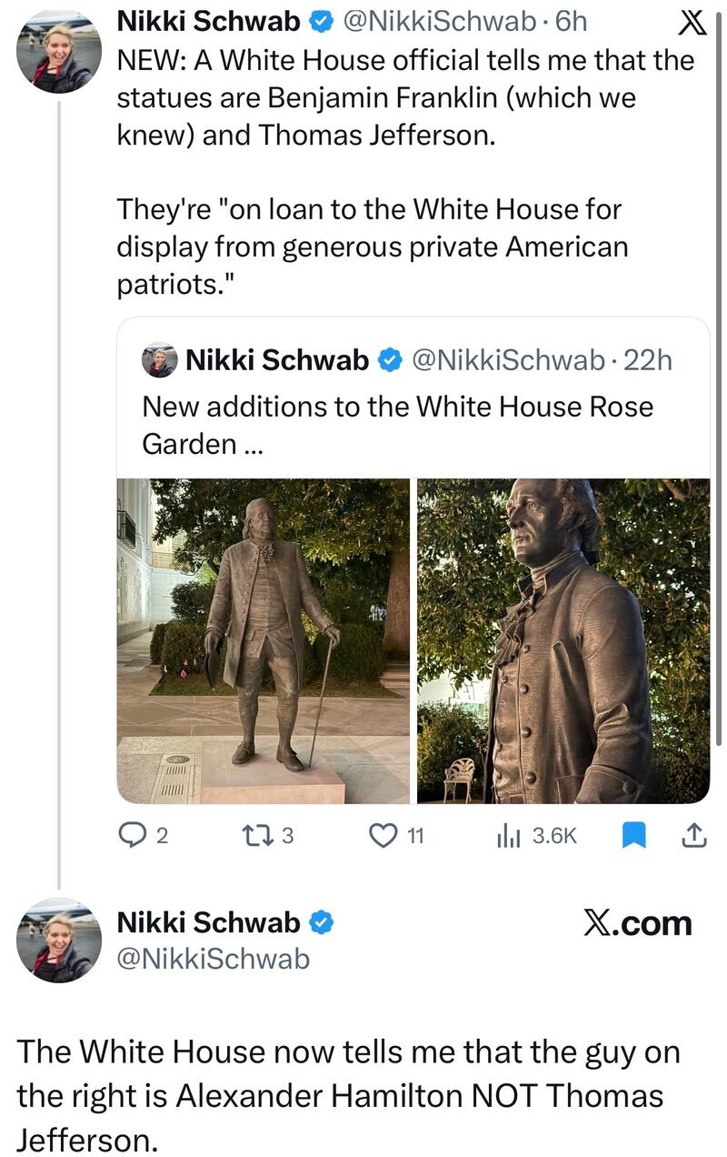 Nikki Schwab white house statues