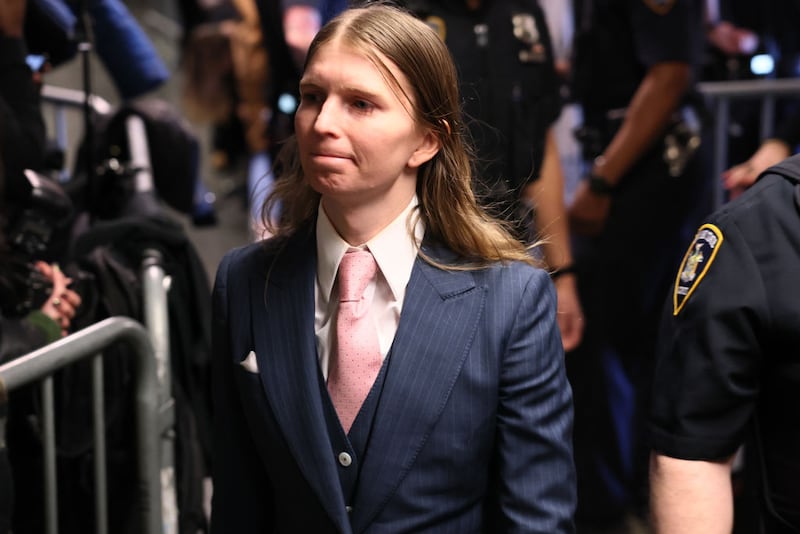 Activist Chelsea Manning arrives for the Luigi Manigione hearing at Manhattan Criminal Court on February 21, 2025 in New York City.