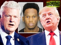 A photo illustration of Mike Collins, Andre Stafford, and Donald Trump for The Swamp.