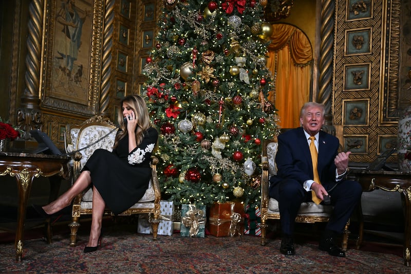 Trump and first lady Melania took part in a presidential tradition at their sprawling Palm Beach estate.