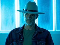 Timothy Olyphant as Raylan Givens in a scene from FX’s Justified: City Primeval.