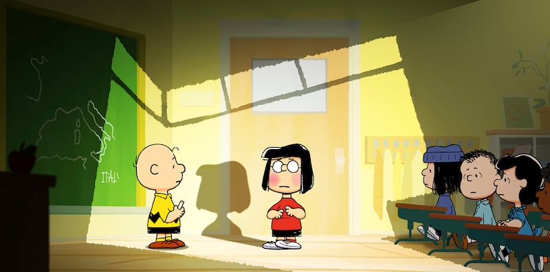 Charlie Brown, Marcie, Eudora, Shermy and Lucy in Snoopy Presents: One-of-a-Kind Marcie.