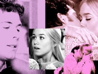 A photo illustration of Greg and Marsha from A Very Brady Movie kissing