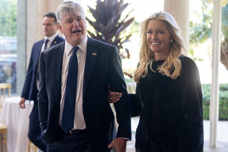 Sean Hannity and Ainsley Earhardt, pictured at Mar-a-Lago, threw a pre-wedding bash at Trump's Palm Beach estate. For a price, of course.