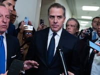 Hunter Biden, center, and his attorney Abbe Lowell, left, address the media after leaving the House Oversight and Accountability Committee markup in Rayburn Building on Wednesday, January 10, 2024.