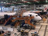 Boeing 787 Dreamliners are built at the aviation company's North Charleston, South Carolina, assembly plant