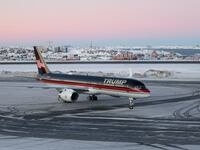 An aircraft alledgedly carrying US businessman Donald Trump Jr. arrives in Nuuk, Greenland on January 7, 2025.