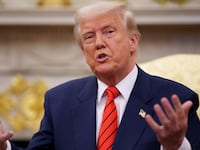 President Donald Trump speaks during a meeting with NATO Secretary General Mark Rutte in the Oval Office of the White House on March 13, 2025 in Washington, DC.