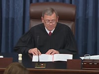 Chief Justice of the United States John Roberts presides during the final votes in the Senate impeachment trial of U.S. President Donald Trump.