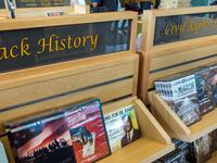Washington DC, Martin Luther King Memorial, Black History display in bookstore.