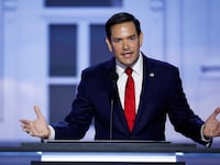 U.S. Sen. Marco Rubio (R-FL) speaks on stage on the second day of the Republican National Convention at the Fiserv Forum on July 16, 2024 in Milwaukee, Wisconsin. Delegates, politicians, and the Republican faithful are in Milwaukee for the annual convention, concluding with former President Donald Trump accepting his party's presidential nomination. The RNC takes place from July 15-18.