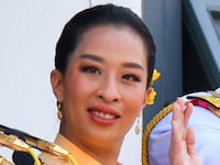 BANGKOK, THAILAND - 2019/05/06: A historic file photo captures a moment from the Royal Coronation Ceremony, as His Majesty King Maha Vajiralongkorn and Her Majesty Queen Suthida (R) appeared on the balcony of the Suththaisawan Prasat Throne Hall. Also pictured is Her Royal Highness Princess Bajrakitiyabha Narendira Debyavati (left). (Photo by © TNP/Panumas Sanguanwong/Thai News Pix/LightRocket via Getty Images)