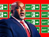 A photo illustration of Mark Robinson.