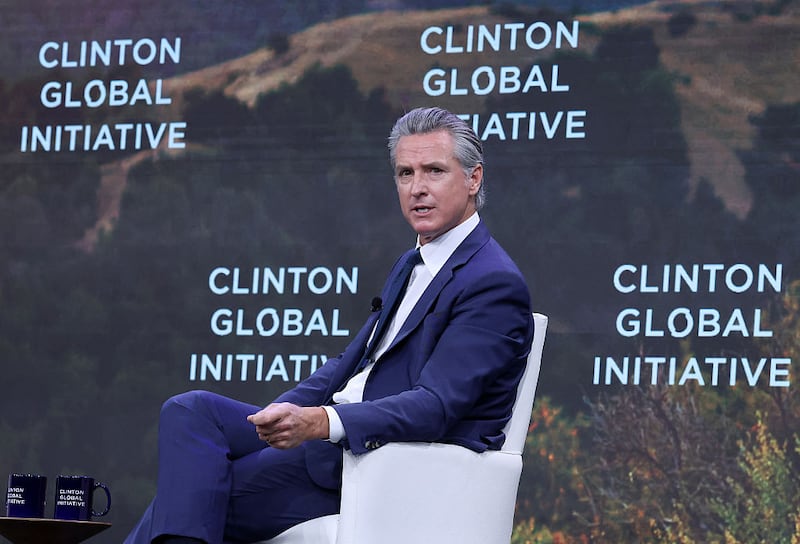 California Gov. Gavin Newsom speaks onstage during the Clinton Global Initiative 2025 Annual Meeting at New York Hilton Midtown on September 24, 2025 in New York City. (Photo by JP Yim/Getty Images for Clinton Global Initiative)
