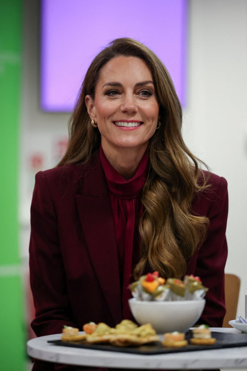 Catherine, Princess of Wales, smiles during her visit to Charing Cross Hospital on January 8, 2026.