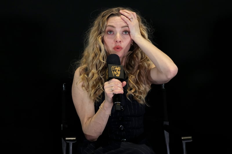 Amanda Seyfried speaks onstage at the BAFTA New York Screening: "The Testament Of Ann Lee" at Regal Union Square on December 09, 2025 in New York City.