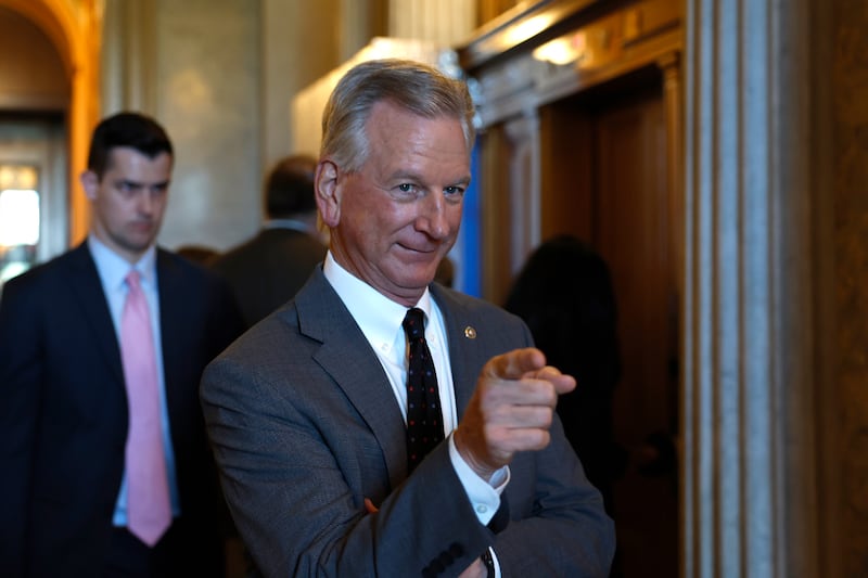 Sen. Tommy Tuberville (R-AL) walks out of the Senate Chambers during a nomination vote in the U.S. Capitol Building on August 01, 2022 in Washington, DC.