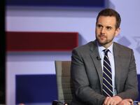 Political commentator and host at Fox News Jesse Watters appears on air with political commentator Guy Benson during the Fox News Special prior to President Trump's Joint Address to Congress at the FOX News D.C. Bureau on March 04, 2025 in Washington, DC.