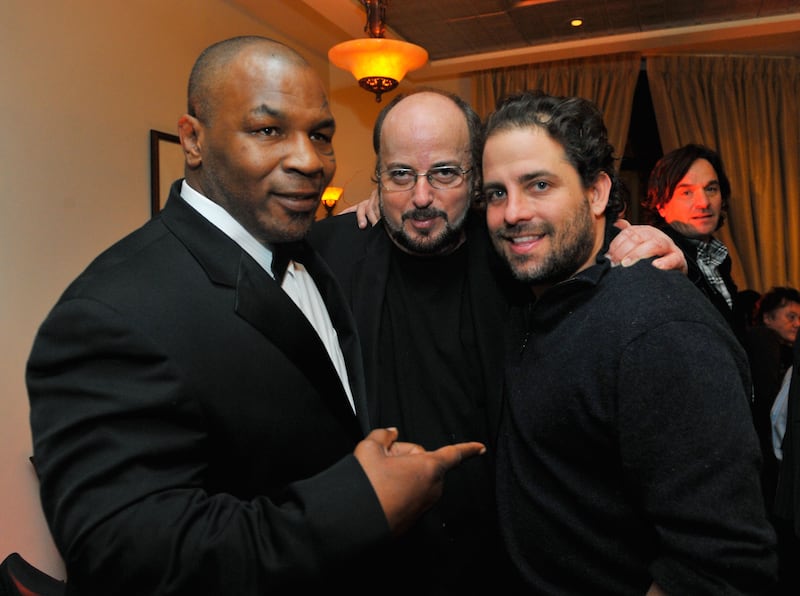 PARK CITY, UT - JANUARY 17: Boxer Mike Tyson, director James Toback and director Brett Ratner attend the Bon Appetit Supper Club "Tyson" Dinner at Skylodge on January 17, 2009 in Park City, Utah. (Photo by Charley Gallay/WireImage)