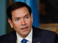 Secretary of State Marco Rubio delivers remarks.