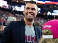 Charlie Kirk is seen in the Fiserv Forum on the third night of the Republican National Convention in Milwaukee, Wis., on Wednesday July 17, 2024.