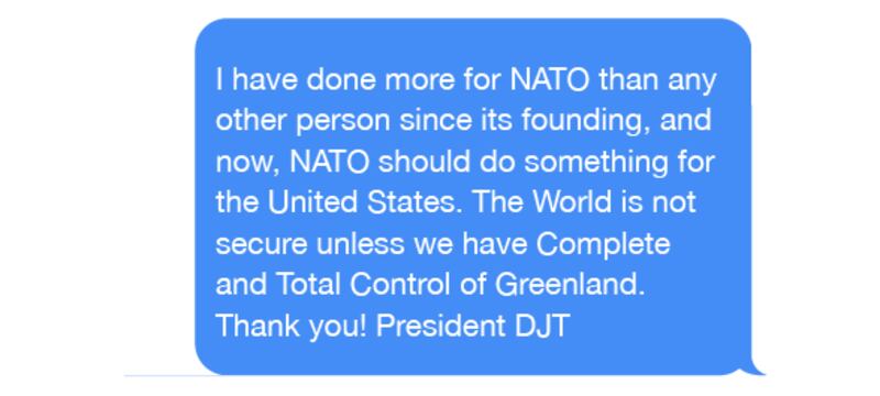 Text exchange between Norwegian Prime Minister Jonas Gahr Støre and Donald Trump
