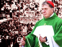 Cardinal Joseph Tobin in front of ICE protests in Minneapolis, Minnesota