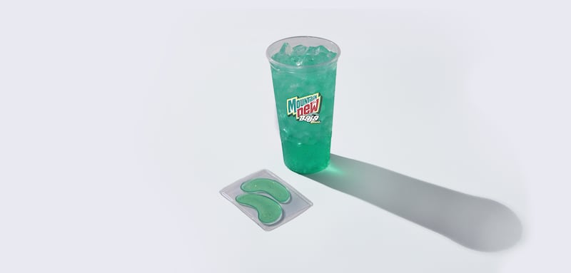 Taco Bell's new Mountain Dew Baja Blast undereye patches.