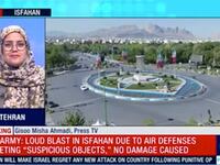 Press TV presenter smirking at the Israeli attack on Iran.