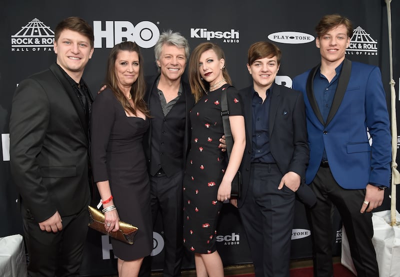 Jon Bon Jovi and his family attend the 33rd Annual Rock & Roll Hall of Fame Induction Ceremony at Public Auditorium on April 14, 2018, in Cleveland, Ohio.