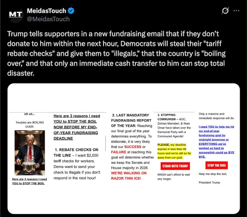 Meidas Touch often shares Trump's deranged fundraising emails, but this was slightly more deranged than usual.