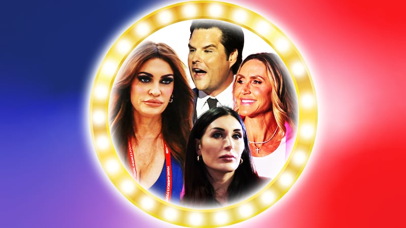 Laura Loomer, Kimberly Guilfoyle, Lara Trump, and Matt Gaetz illustration