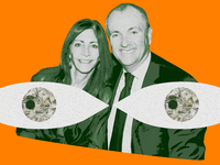 A photo illustration showing Tammy Murphy and New Jersey Governor Phil Murphy.