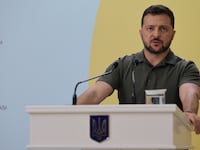 Volodymyr Zelensky speaks at the press conference after the opening session of Crimea Platform conference in Kyiv