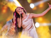 Eden Golan from Israel with the song \"Hurricane\" on the stage of the Eurovision Song Contest (ESC) 2024 during rehearsals for the second semi-final on May 9, 2024 in the Malmö Arena.