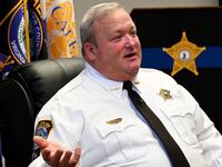 Culpeper County Sheriff Scott Jenkins speaks to AFP during an interview at the Sheriff's Office in Culpeper, Virginia, a Second Amendment sancuary some 75 miles (120 kilometers) from Washington, DC on January 16, 2020. - When Sheriff Scott Jenkins swore to protect the US Constitution, he swore to uphold the second amendment -- and that means guaranteeing citizens the right to bear arms, even as the Virginia government weighs depriving state residents of what Jenkins considers an inalienable right.
"The Constitution is very clear: the second amendment grants every citizen to bear arms, specifically against a tyrannical government," said the officer from Culpeper County, a rural region about 60 miles (100 kilometers) southwest of Washington.
Since December, he has become a key figure in a pro-second amendment protest movement that has organized a protest in Richmond, the state capital, on January 20, 2020. At least 10,000 supporters plan on attending, according to media reports.
The second amendment, which says that "the right of the people to keep and bear Arms, shall not be infringed," has proved controversial over the years and has been subject to many different interpretations. The Supreme Court has ruled that individuals have the right to keep firearms in their households, but left it to states to determine how the weapons could be transported. (Photo by EVA HAMBACH / AFP) (Photo by EVA HAMBACH/AFP via Getty Images)