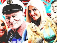 Hugh Hefner with many of his exgirlfriends.