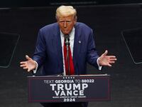 Donald Trump delivers a campaign speech in Savannah, Georgia.