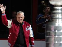 DENVER, COLORADO - DECEMBER 11: Claude Lemieux is honored at the the Colorado Avalanche's 30th Anniversary Celebration of the 1995-1996 season prior to the game against the Florida Panthers at Ball Arena on December 11, 2025 in Denver, Colorado. (Photo by Michael Martin/NHLI via Getty Images)