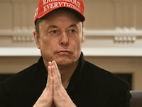 Elon Musk looks on as US President Donald Trump hosts a cabinet meeting in the Cabinet Room of the White House on March 24, 2025, in Washington, DC. (Photo by Brendan SMIALOWSKI / AFP) (Photo by BRENDAN SMIALOWSKI/AFP via Getty Images)