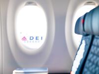 Interior of the first-class cabin on a Delta aircraft