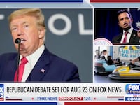 A picture of Donald Trump shown on ‘Fox & Friends’ in a segment about Republican Primary voter polling data.