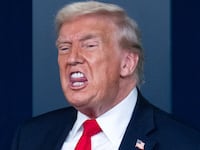 President Donald Trump speaks to the media in the White House briefing room about the administration's accomplishments on the anniversary of his first year of his second term in office, on Tuesday, January 20, 2026.